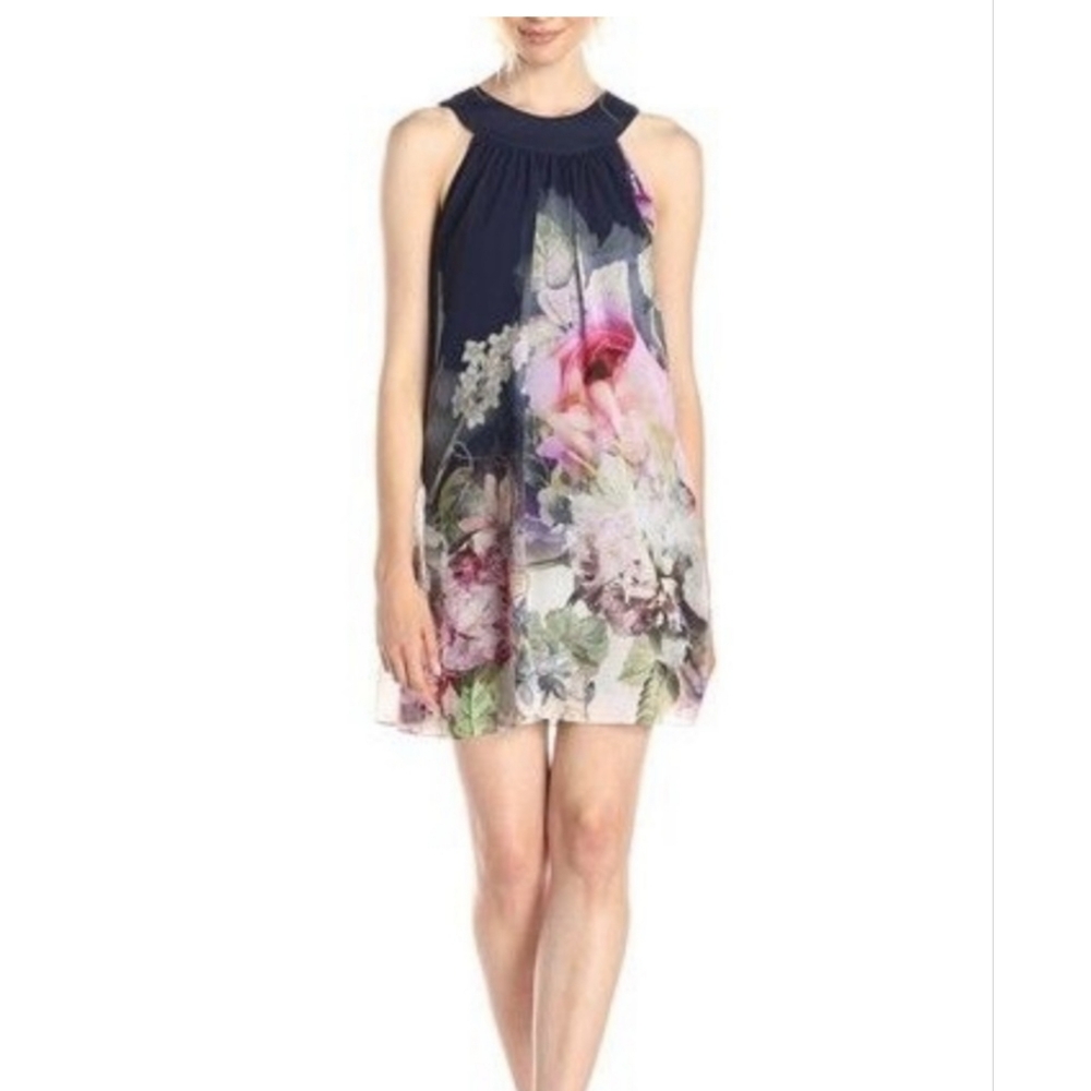 Ted Baker London floral navy dress Size 1 (EU) US4 + Size EU 4 (US10)